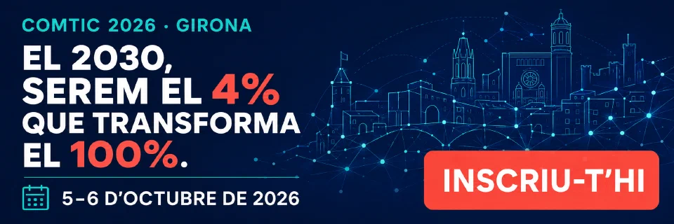 COMTIC 2026 · Girona. El 2030, serem el 4% que transforma el 100%. 5–6 d’octubre de 2026. Inscriu-t’hi.